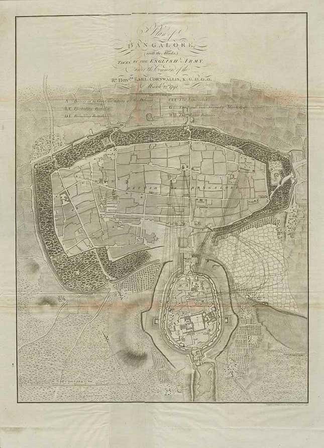 Robert Home’s 1794 map of Bangalore.