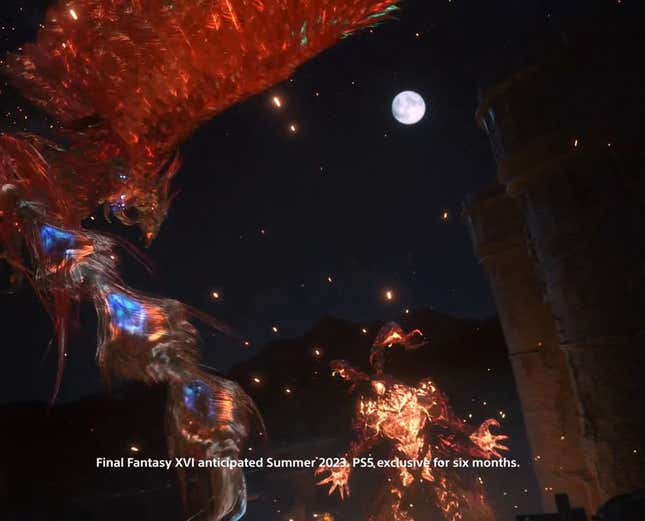 “Final Fantasy XVI se anticipa para verano de 2023. Exclusivo de PS5 por seis meses”.