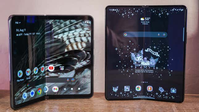 A photo of the Z Fold 5 and Pixel Fold