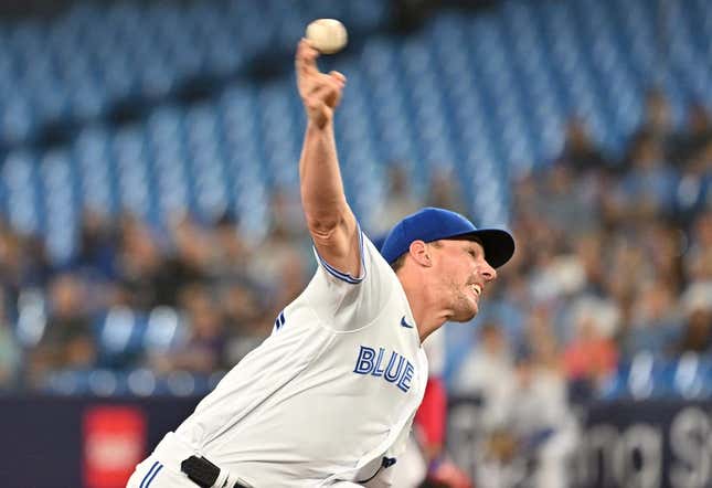 Jun 23, 2023; Toronto, Ontario, CAN;   Toronto Blue Jays starting pitcher Chris Bassitt (40) delivers a pitch against the Oakland Athletics in the first inning at Rogers Centre.