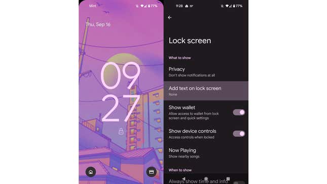 Two screenshots side-by-side of the new shortcuts and their corresponding settings menu 