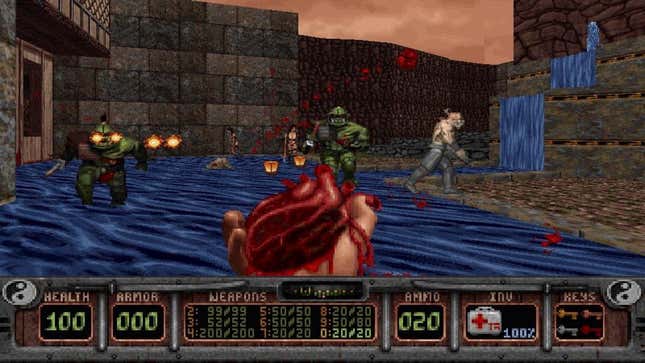 Monsters swarm in the game Shadow Warrior Classic.