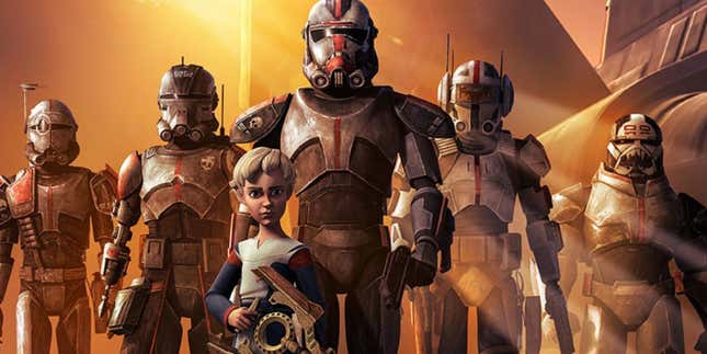 Promotional image of Star Wars: The Bad Batch, featuring the titular characters. 
