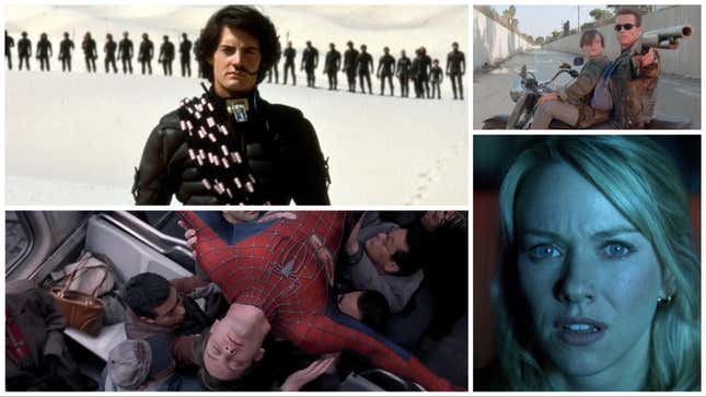 Clockwise from top left: Dune (Universal Pictures), Terminator 2: Judgment Day (Tri-Star Pictures), The Ring (DreamWorks Pictures), Spider-Man 2 (Sony Pictures)