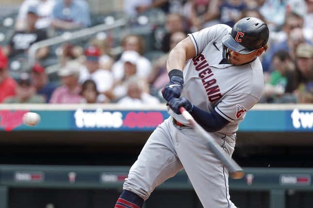 MINNEAPOLIS, MN - MAY 14: Cleveland Guardians left Fielder Steven