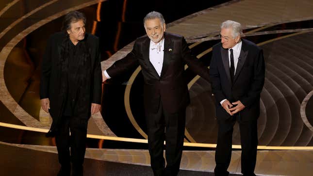 Al Pacino, Francis Ford Coppola, and Robert De Niro at the 2022 Oscars