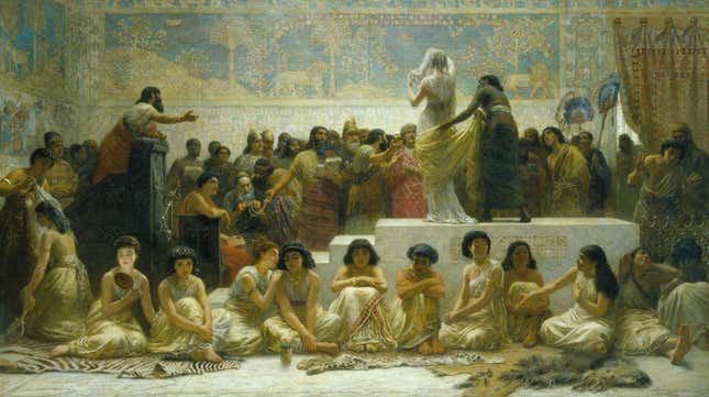 Edwin Long’s The Babylonian Marriage Market (Source: Wikimedia Commons via Daily Jstor)