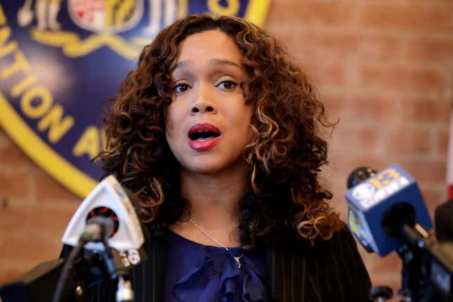 Maryland State Attorney Marilyn Mosby speaks during a news conference announcing the indictment of correctional officers, on Dec. 3, 2019, in Baltimore. Federal prosecutors have filed a superseding indictment against Baltimore’s top prosecutor over charges that she made false statements on financial documents to take money from her retirement savings and purchase two Florida vacation homes. The U.S. Attorney’s Office said Thursday, March 10, 2022 that the changes add details from the original indictment against Marilyn Mosby.