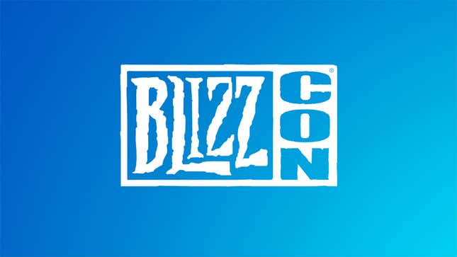 The logo for Blizzard's annual BlizzCon show on a blue background. 