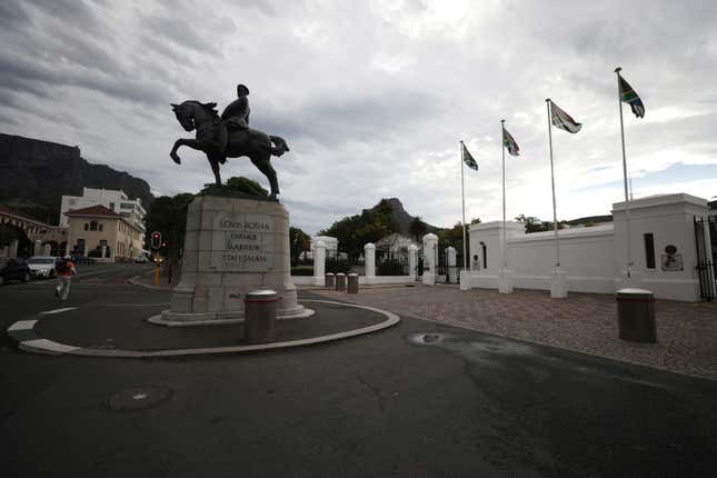 A statue of Louis Botha, South Africa’s first prime minister, outside parliament in Cape Town