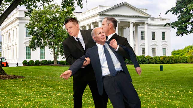 Image for article titled Biden Proves Fitness By Having Limp Body Dragged Around White House Lawn