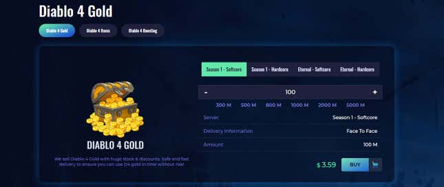 A screenshot shows the price of gold on a third-party marketplace.
