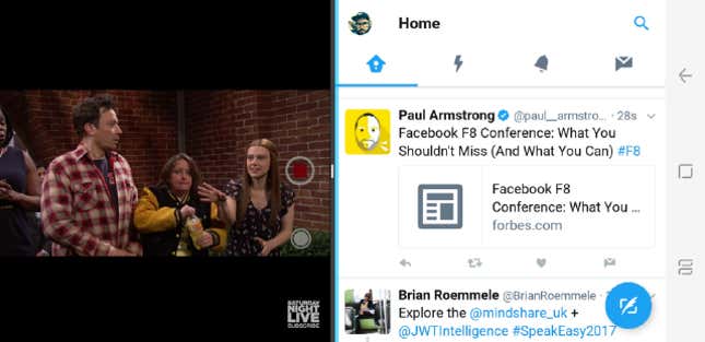 Using the S8+ in split-screen mode was actually enjoyable.