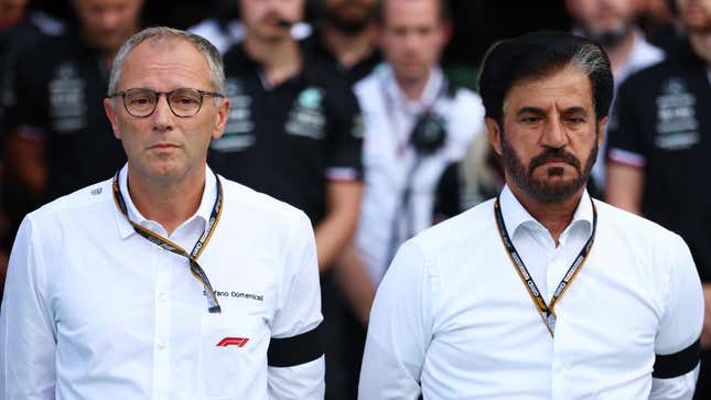Stefano Domenicali, F1 President and CEO (left) and Mohammad Ben Sulayem, FIA President (right)