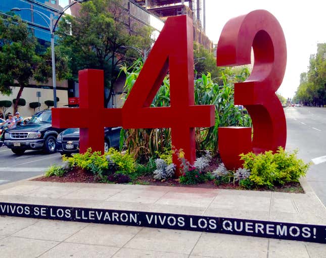 Image for article titled One year later, Mexico City refuses to let memory of the 43 missing students die