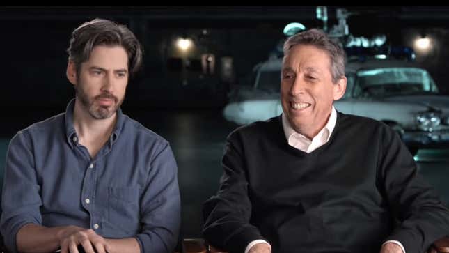 Ghostbusters Afterlife director Jason Reitman with his father and original Ghostbusters director Ivan Reitman.