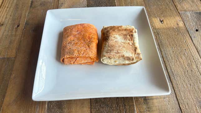 Two Dunkin' wraps on plate