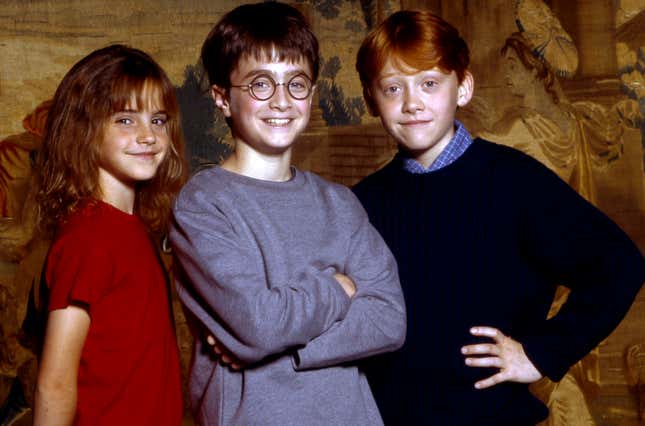 Emma Watson, Daniel Radcliffe, and Rupert Grint circa Harry Potter And The Sorceror’s Stone