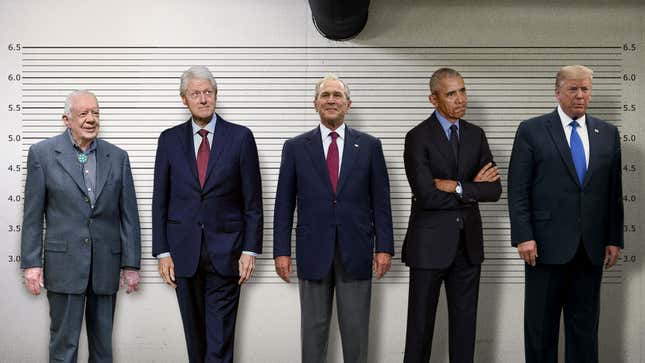 Image for article titled Trump Identified As Suspect In Police Lineup Of Former Presidents