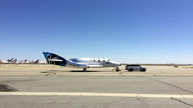 The Unity is towed back to its hangar.