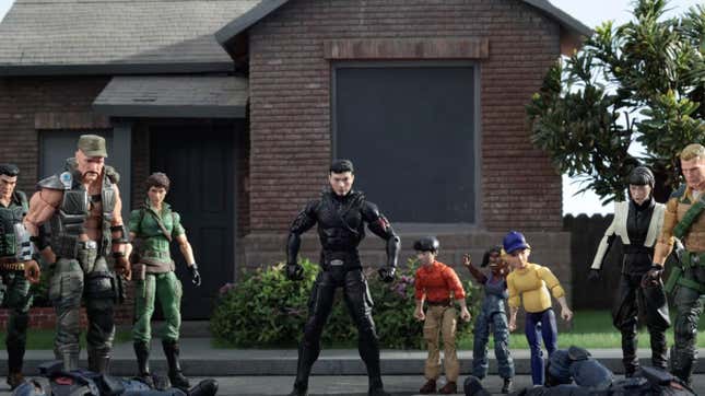 Toys stand looking tough in Stoopid Buddy Stoodios' stop-motion video for Snake Eyes.