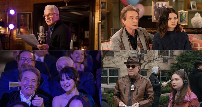 Steve Martin, Martin Short, Selena Gomez, and Zoe Colletti in Only Murders In The Building season 2