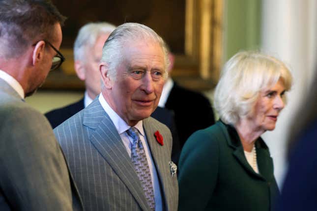 Britain’s King Charles III and Britain’s Camilla, the Queen Consort, visit the Mansion House in Doncaster, England, Wednesday, Nov. 9, 2022.