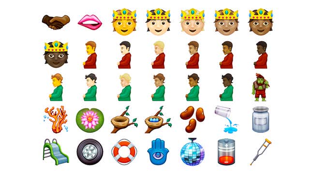 Imagen para el artículo titulado Hombre embarazado, labio mordiéndose y cara derretida: así son los nuevos emojis pendientes de aprobación