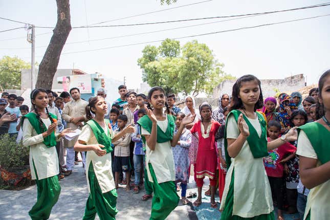 Human-rights education is an important part of the school curriculum at Pardada Pardadi. Students from senior classes create plays and perform them on the streets of neighboring villages to create awareness about gender equality.