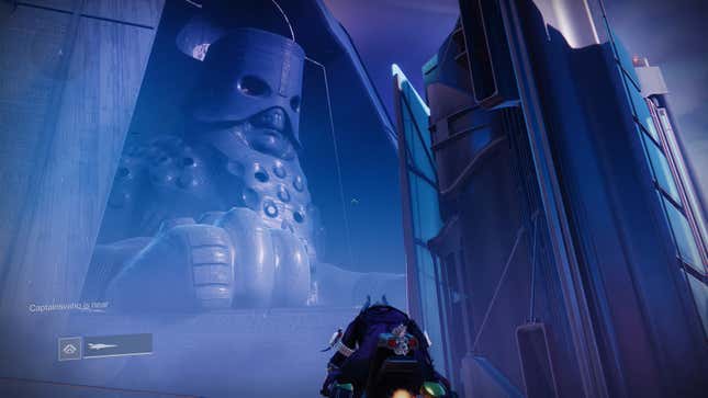 A giant Calus statue follows the player with its eyes.
