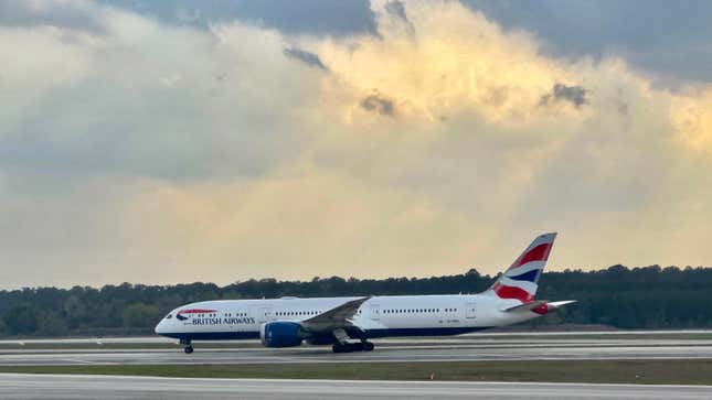 This photograph taken on March 8, 2023 shows a British Airways Boeing 787-9 Dreamliner aircraft taxying on the runway at George Bush International Airport (IAH) in Houston Texas. 