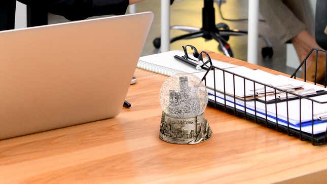 Image for article titled Coworker Has Sad Little Vacation Souvenir On Desk To Help Mentally Whisk Him Back To Boston
