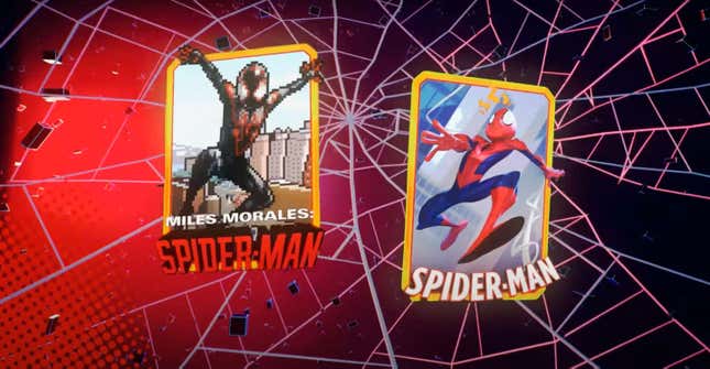 Two variants of Spider-Man cards in Marvel Snap, Second Dinner's hit card game. 