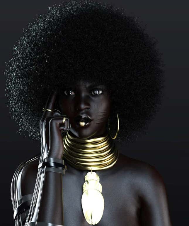 Awele the 3D-tribal marked model by Idiat Shiole