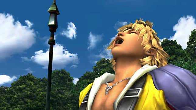 Tidus is shown laughing in Luca.