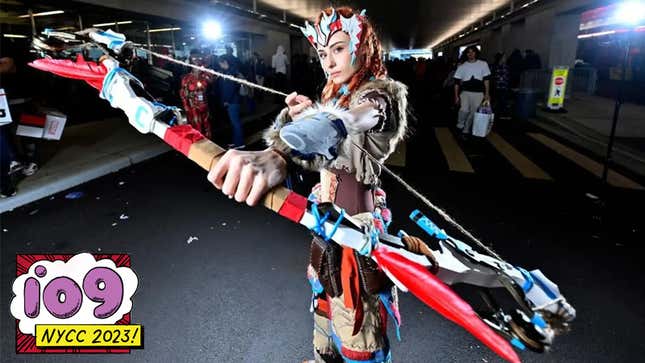 A cosplayer dressed as video game character Aloy at New York Comic Con