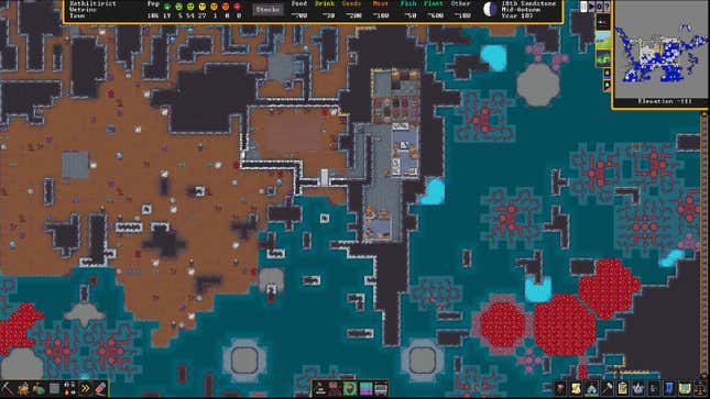A press shot of Dwarf Fortress's terrifyingly complex dungeons.