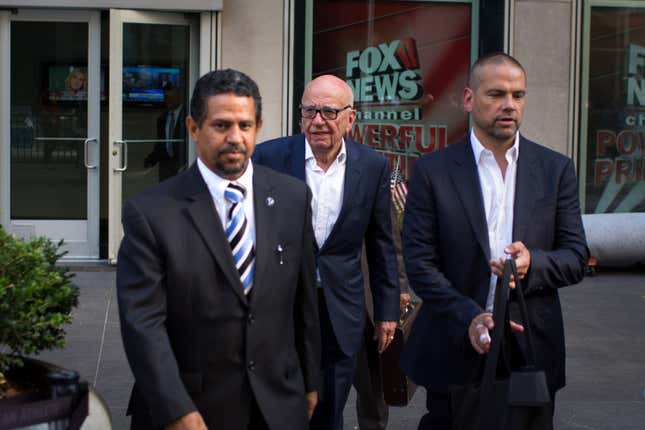 Rupert Murdoch leaving the News Corp building in 2016.