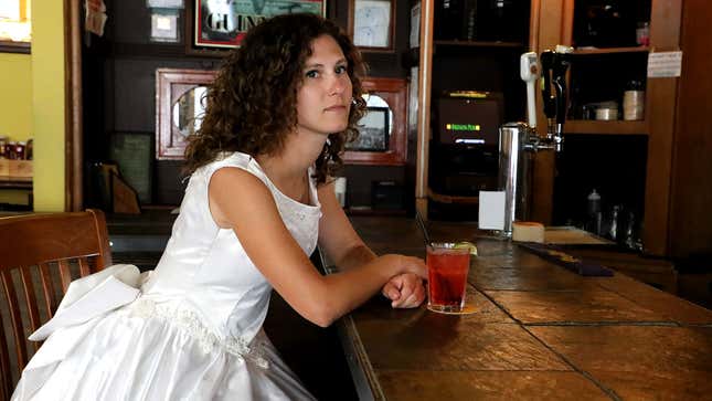 Image for article titled Woman Always Wears Fake Wedding Dress To Bar To Deter Unwanted Advances