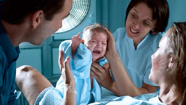 Image for article titled Study Links Postpartum Depression To Baby Immediately Slapping, Flipping Off Mother After Birth