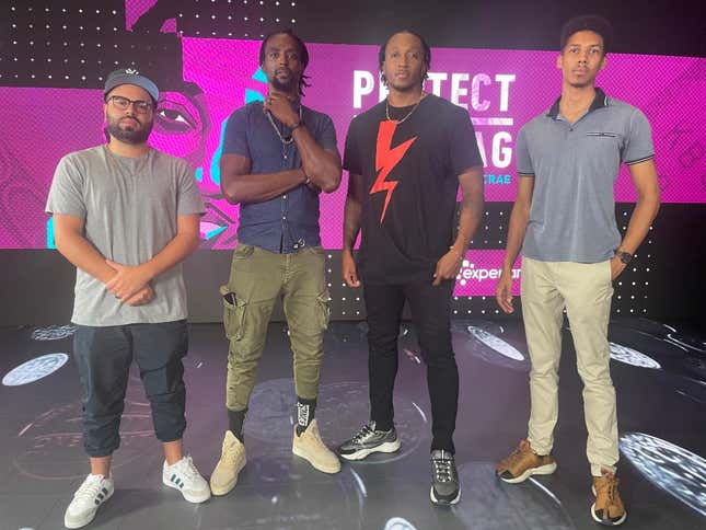 Lecrae with his production company partners, 3 Strand FilmsFrom left to right: Erick Hodge, A.D. “Lumkile” Thomason, Lecrae, Reginald Brown