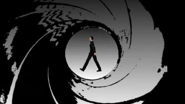 GoldenEye's opening cinematic shows James Bond walking past a gun scope. 