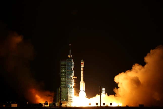Tiangong-2, China’s second space laboratory, lifts off from the launch pad in Jiuquan, Gansu province, in September 2016.