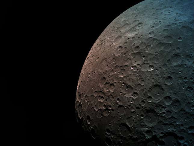 An image of the moon captured by the Beresheet spacecraft on April 5, 2019.