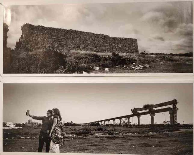 Hampi and New Town juxtaposed at the exhibition.