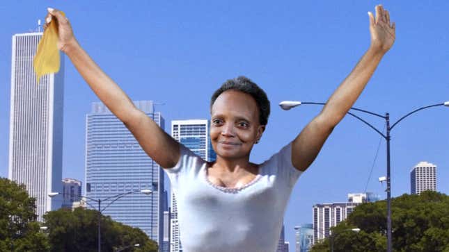 Image for article titled Lori Lightfoot Waves Handkerchief To Start Chicago NASCAR Street Race