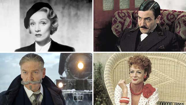 Marlene Dietrich in Witness For The Prosecution, Albert Finney in Murder On The Orient Express, Maggie Smith in Evil Under The Sun, Kenneth Branagh in Murder On The Orient Express