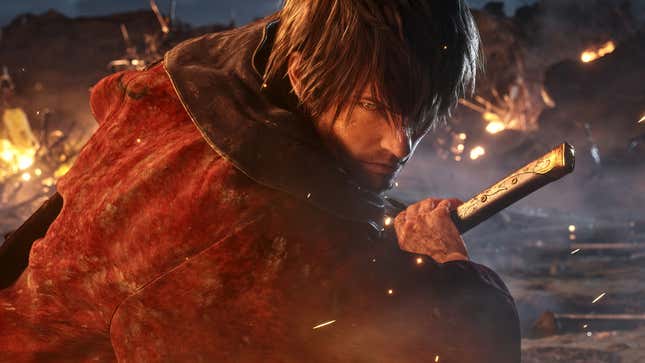 A samurai draws their blade in Stormblood.