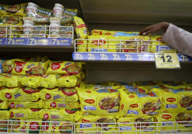 RIL’s instant noodles being placed next to Nestle’s Maggi.