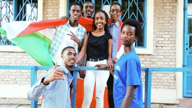 Team Burundi for the Global First international robotics competition.